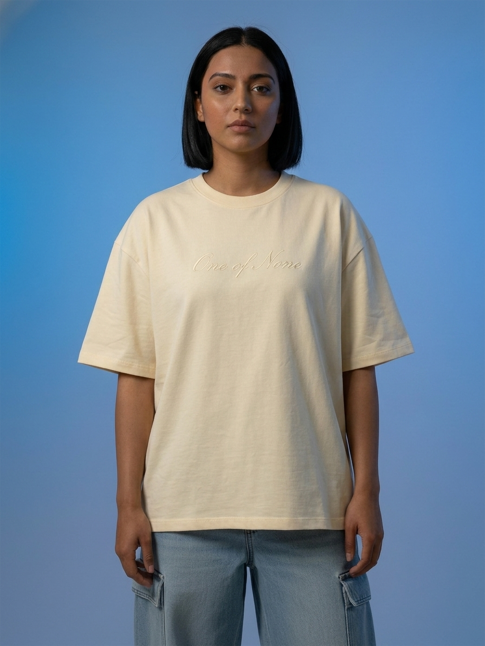 One of None Raw Cream Boxy Oversized Tee - Image 2