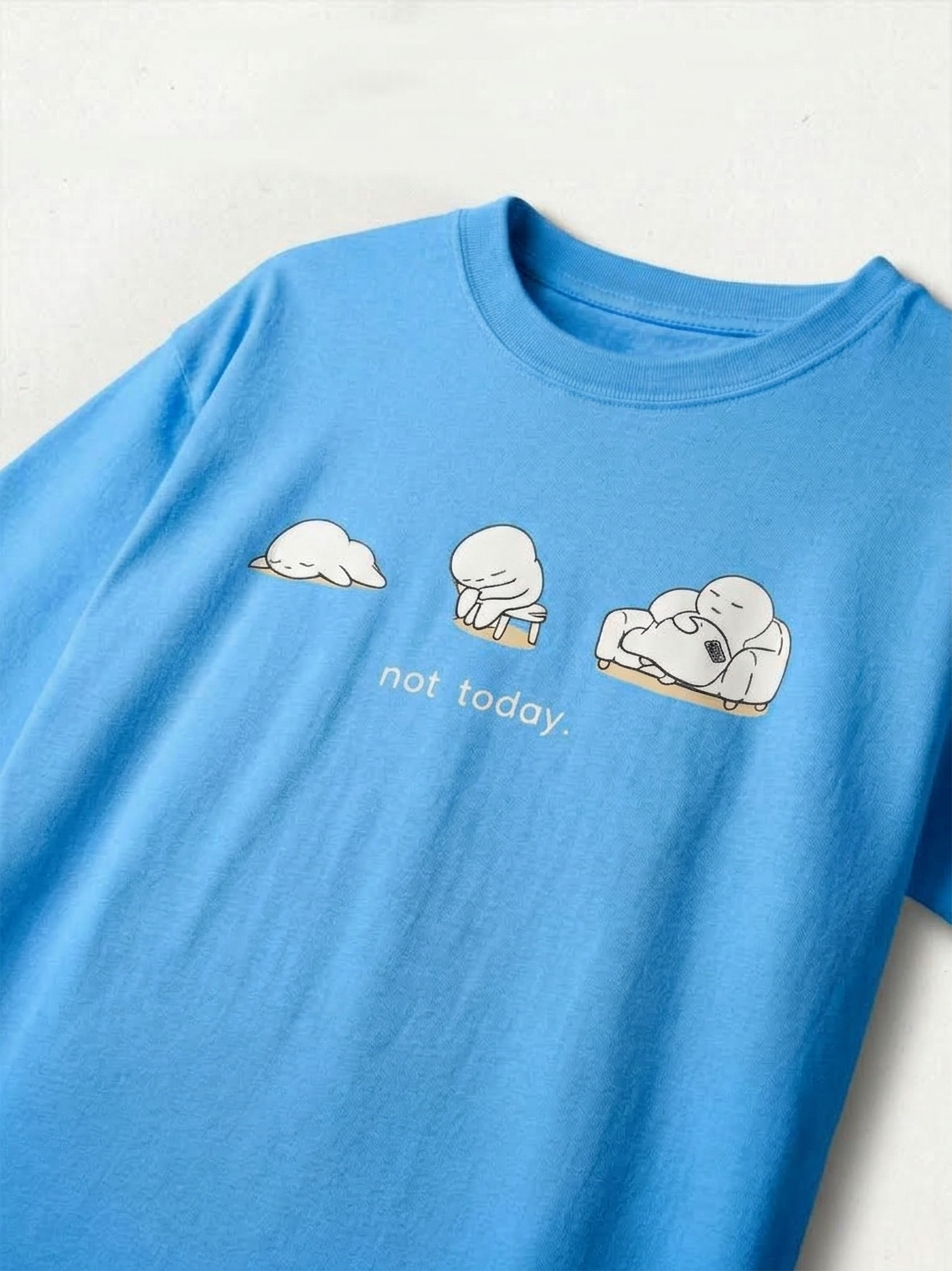 Not Today Baby Blue Boxy Oversized Tee