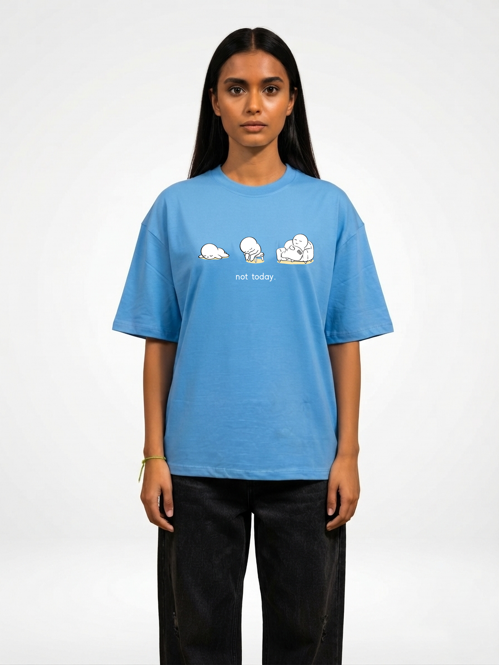Not Today Baby Blue Boxy Oversized Tee - Image 5